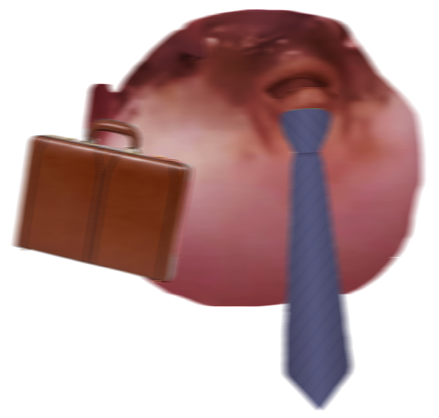 A rust-toned Phishe variant with briefcase and tie