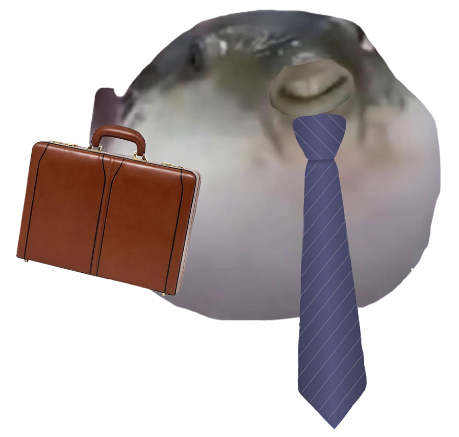 Phishe mid-argument, mouth open, briefcase in hand